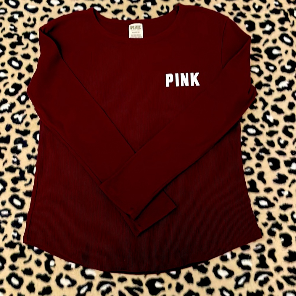 PINK thermal style long sleeve tee.